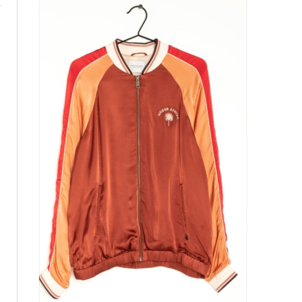 Scotch and Soda Colorblock Satin Bomber Jacket L